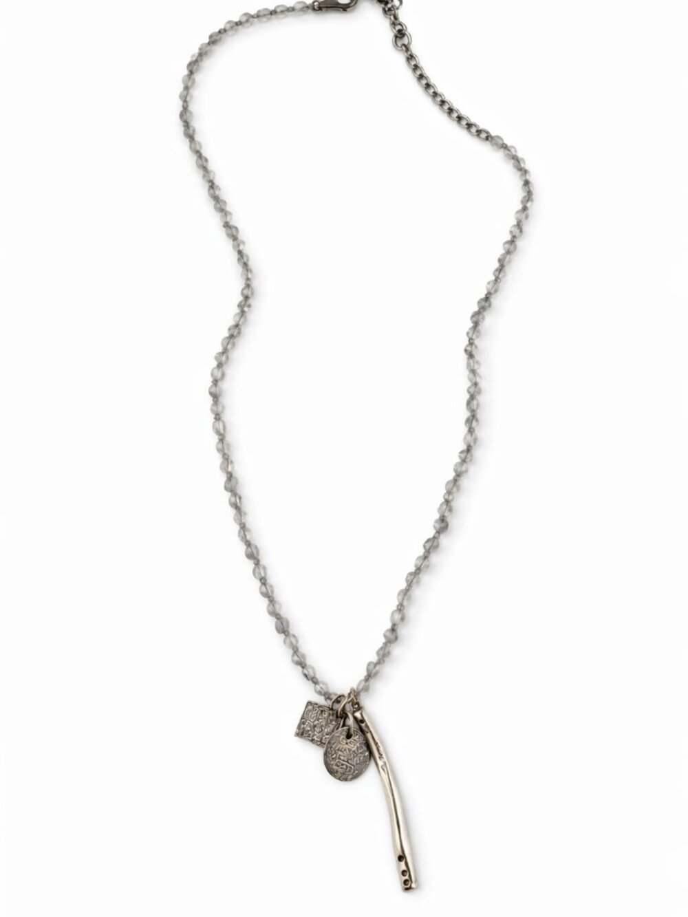 Chan Luu Labradorite Long Necklace Silver Charm Pendant 34", Chan Luu Pouch